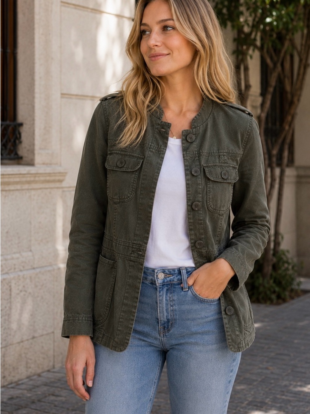 LOFT Olive Green Utility Jacket S Petite